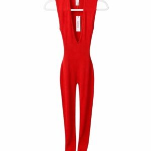 Sexy Ribbed Plunging Seamless Crotch Sleeveless Jumpsuit One Piece Club Outfit S